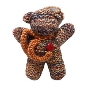 Hand Made Crochet Knit Teddy Bear Plush Toy Multicolor 4 Inch X 3 Inch